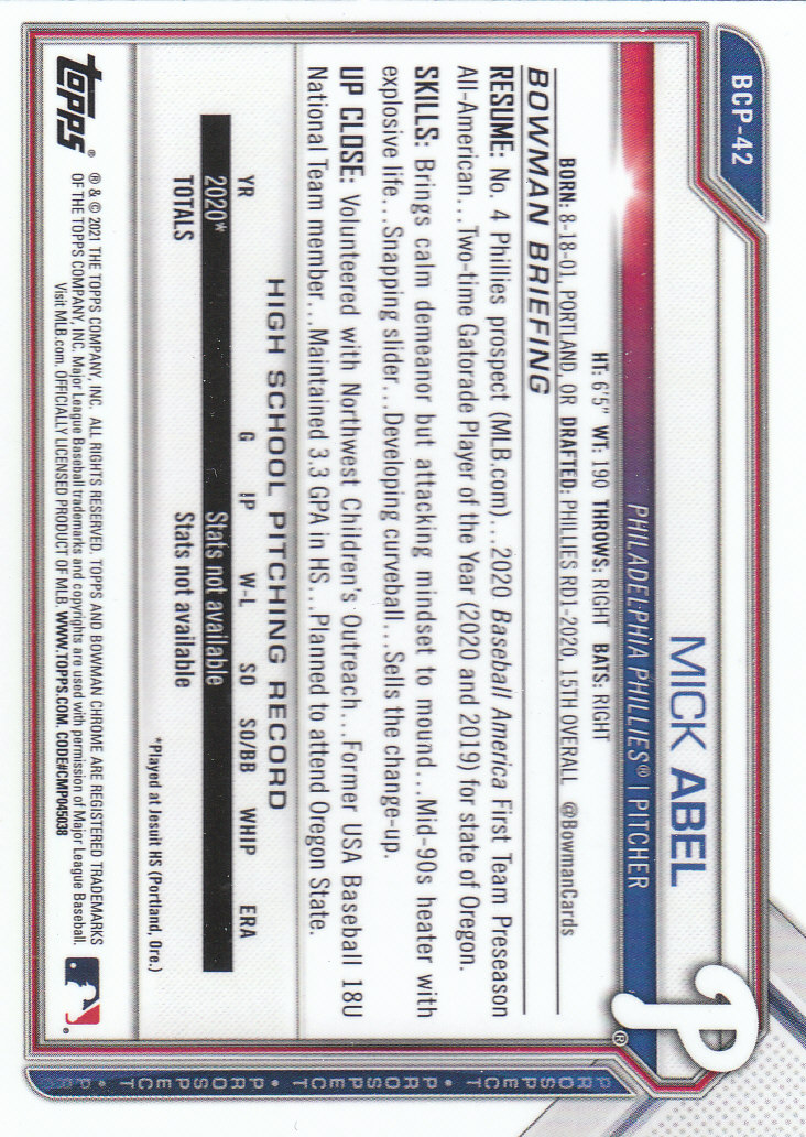 2021 Bowman Chrome Sapphire Baseball "Prospects" Insert Cards - Bild 29 von 101