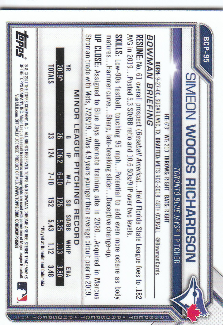 2021 Bowman Chrome Sapphire Baseball "Prospects" Insert Cards - Bild 65 von 101