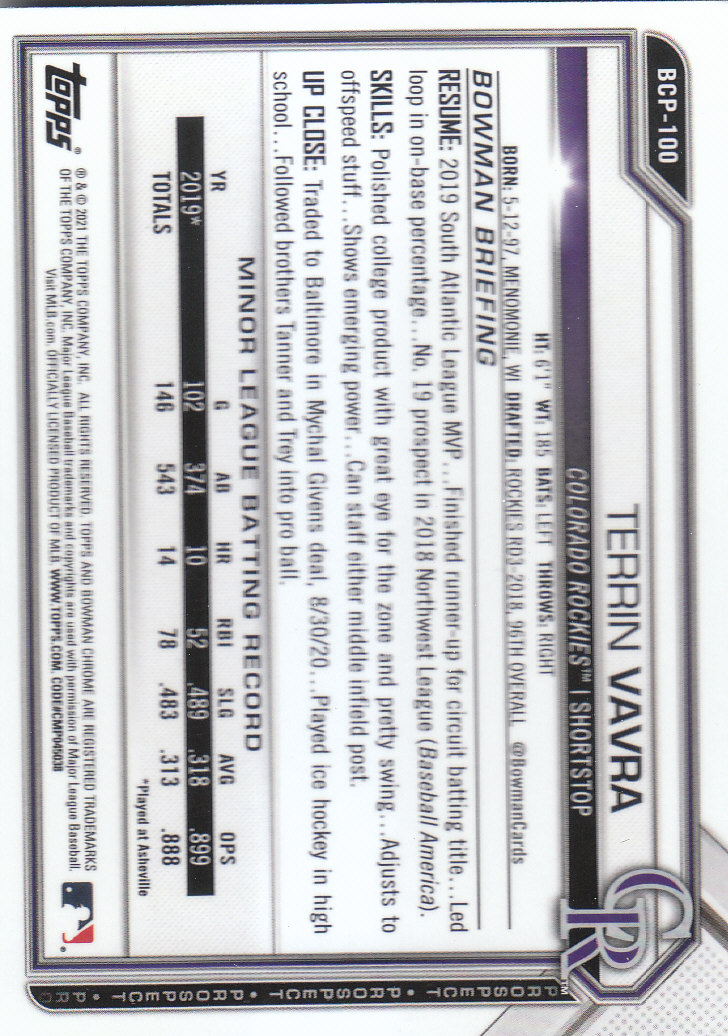 2021 Bowman Chrome Sapphire Baseball "Prospects" Insert Cards - Bild 69 von 101