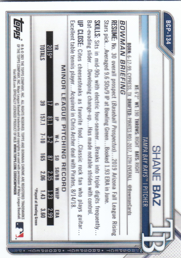 2021 Bowman Chrome Sapphire Baseball "Prospects" Insert Cards - Bild 89 von 101