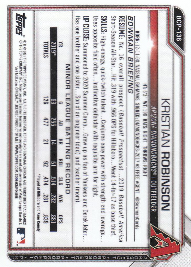 2021 Bowman Chrome Sapphire Baseball "Prospects" Insert Cards - Bild 91 von 101