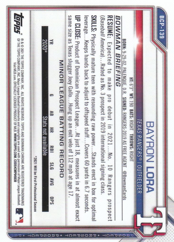 2021 Bowman Chrome Sapphire Baseball "Prospects" Insert Cards - Bild 95 von 101