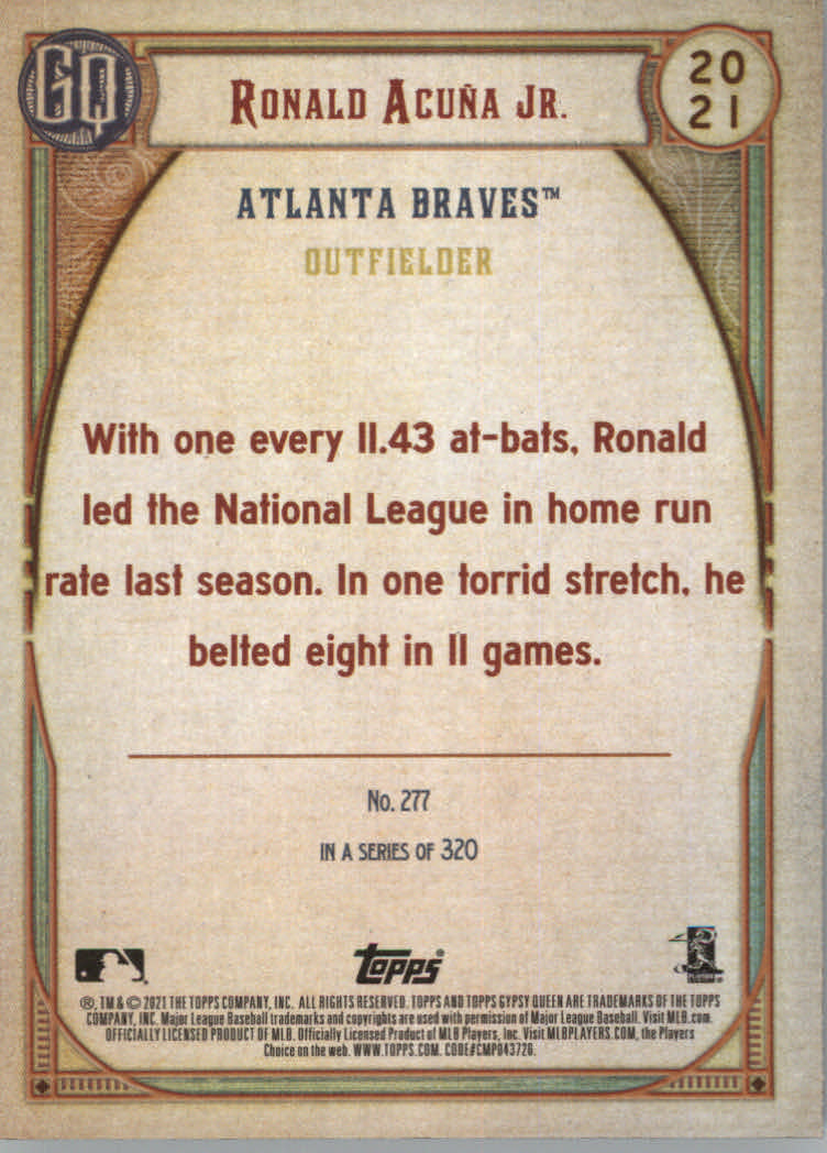Tarjetas de inserción ""Paralelo y variación"" de béisbol Topps Gypsy Queen 2021 - Imagen 49 de 85