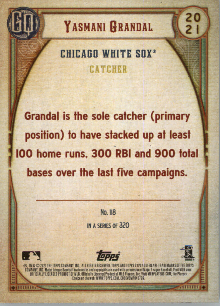 Tarjetas de inserción ""Paralelo y variación"" de béisbol Topps Gypsy Queen 2021 - Imagen 67 de 85