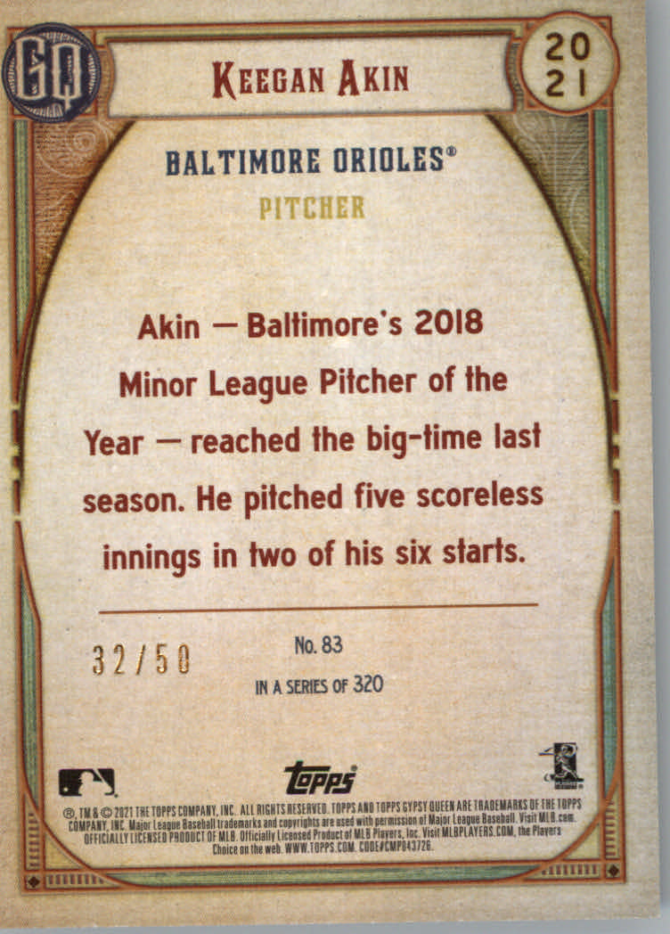 Tarjetas de inserción ""Paralelo y variación"" de béisbol Topps Gypsy Queen 2021 - Imagen 9 de 85