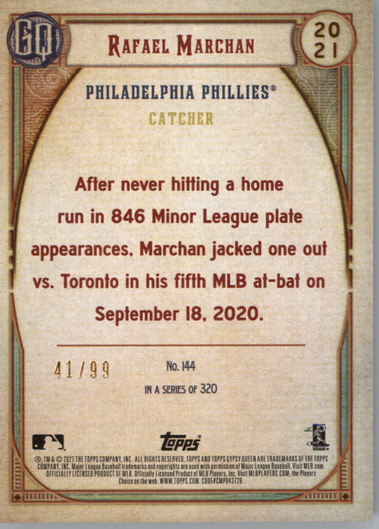 Tarjetas de inserción ""Paralelo y variación"" de béisbol Topps Gypsy Queen 2021 - Imagen 57 de 85