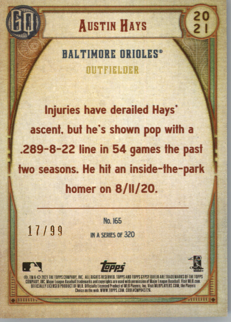 Tarjetas de inserción ""Paralelo y variación"" de béisbol Topps Gypsy Queen 2021 - Imagen 61 de 85