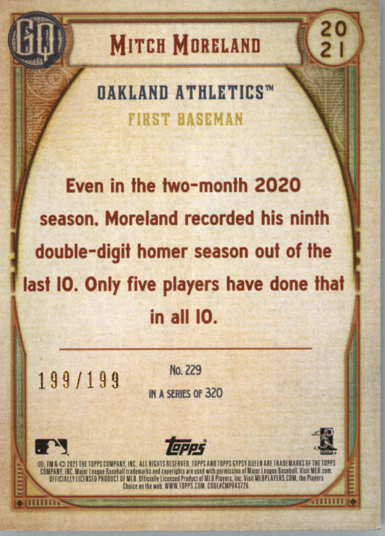 Tarjetas de inserción ""Paralelo y variación"" de béisbol Topps Gypsy Queen 2021 - Imagen 81 de 85