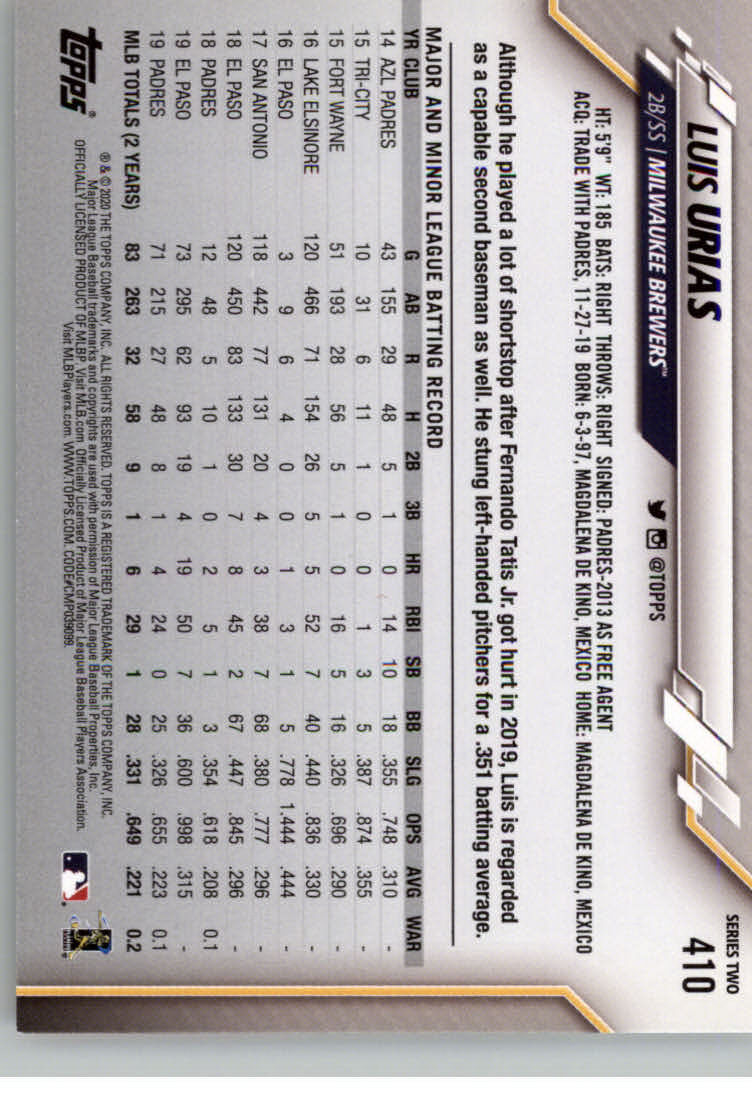 2020 TOPPS BASEBALL ASSORTED SINGLES U-PICK #251-500 - Picture 171 of 301