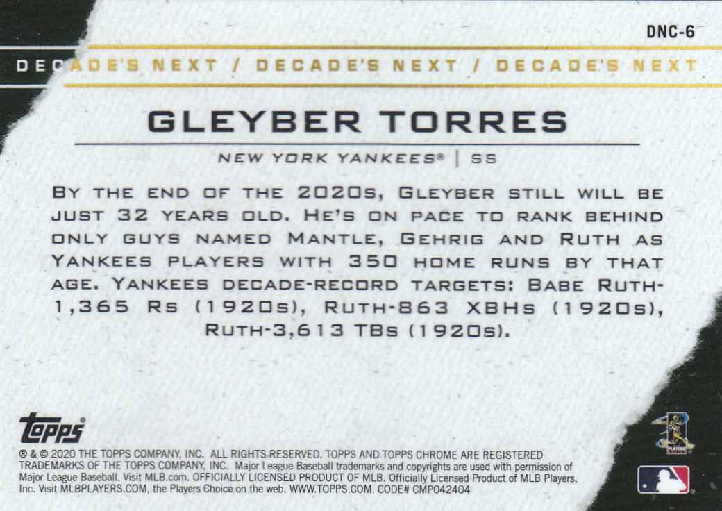 Tarjetas insertadas 2020 Topps Chrome Update de béisbol "Decade's Next" - Imagen 5 de 23