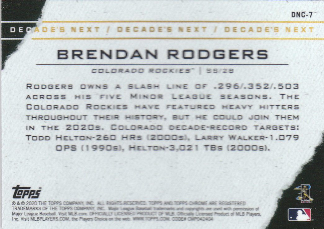 Tarjetas insertadas 2020 Topps Chrome Update de béisbol "Decade's Next" - Imagen 7 de 23