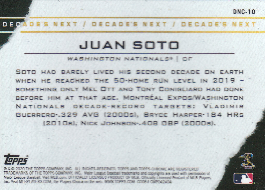Tarjetas insertadas 2020 Topps Chrome Update de béisbol "Decade's Next" - Imagen 9 de 23