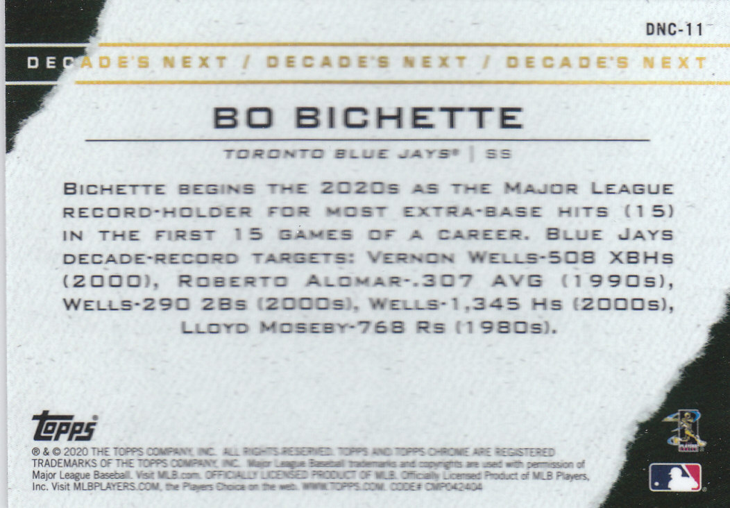 Tarjetas insertadas 2020 Topps Chrome Update de béisbol "Decade's Next" - Imagen 11 de 23