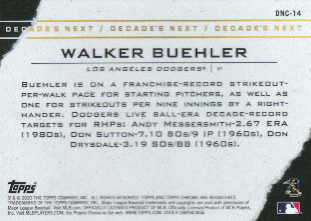 Tarjetas insertadas 2020 Topps Chrome Update de béisbol "Decade's Next" - Imagen 13 de 23