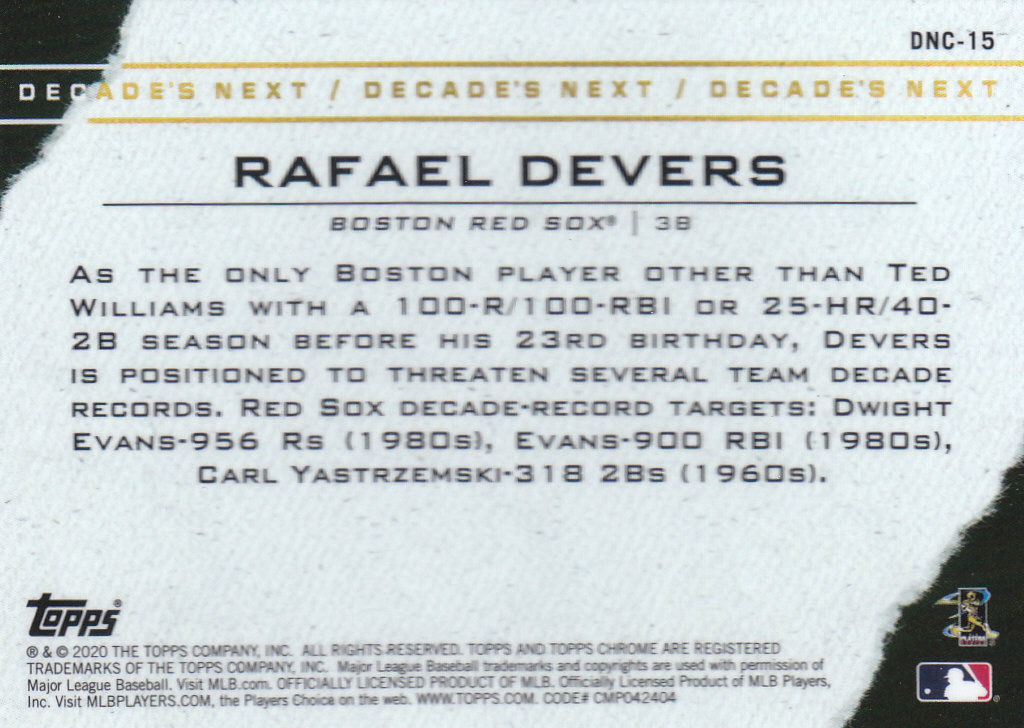 Tarjetas insertadas 2020 Topps Chrome Update de béisbol "Decade's Next" - Imagen 15 de 23