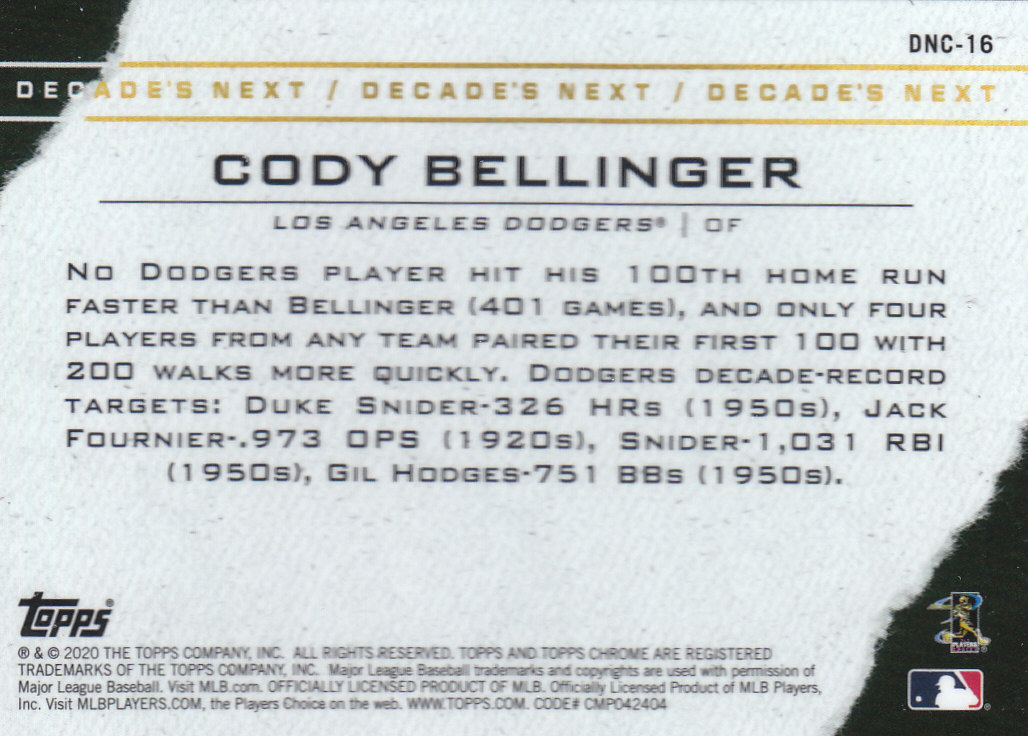 Tarjetas insertadas 2020 Topps Chrome Update de béisbol "Decade's Next" - Imagen 17 de 23