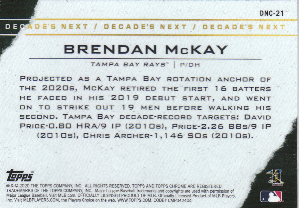 Tarjetas insertadas 2020 Topps Chrome Update de béisbol "Decade's Next" - Imagen 21 de 23