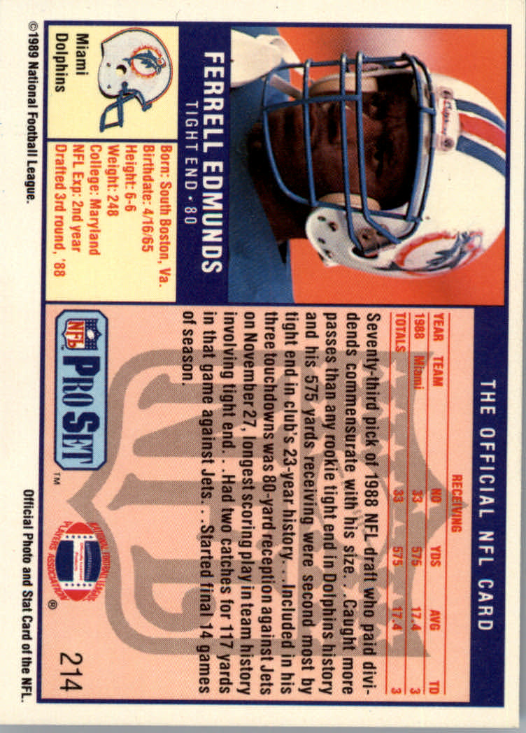 1989 Pro Set Football "Main Set" Cards #1 to #250 Rookies and Veterans - Picture 421 of 493