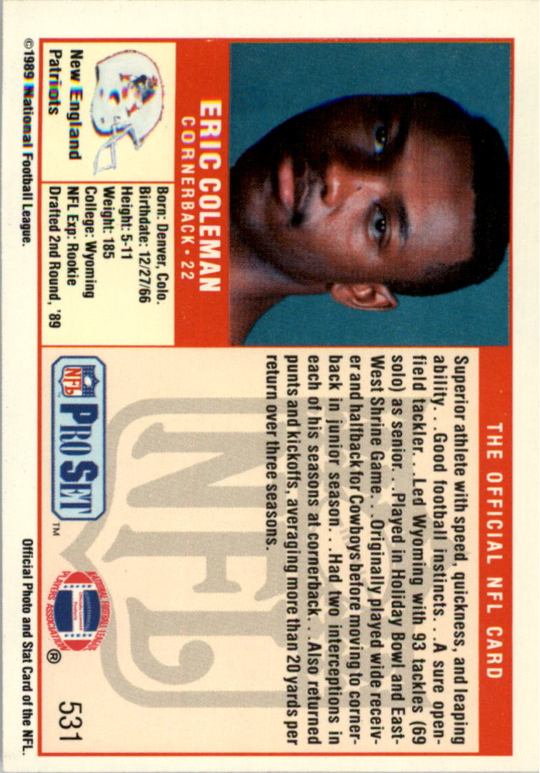 1989 Pro Set Football Card Pick 483-561 - Bild 93 von 145