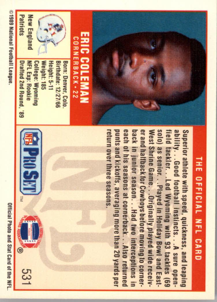 1989 Pro Set Football "Main Set" Cards #500 to #561 Rookies and Veterans - Picture 65 of 123