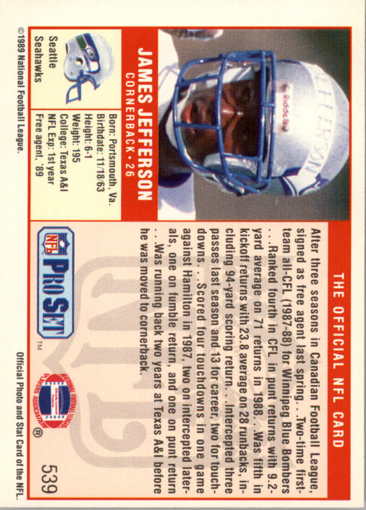 1989 Pro Set Football "Main Set" Cards #500 to #561 Rookies and Veterans - Picture 79 of 123
