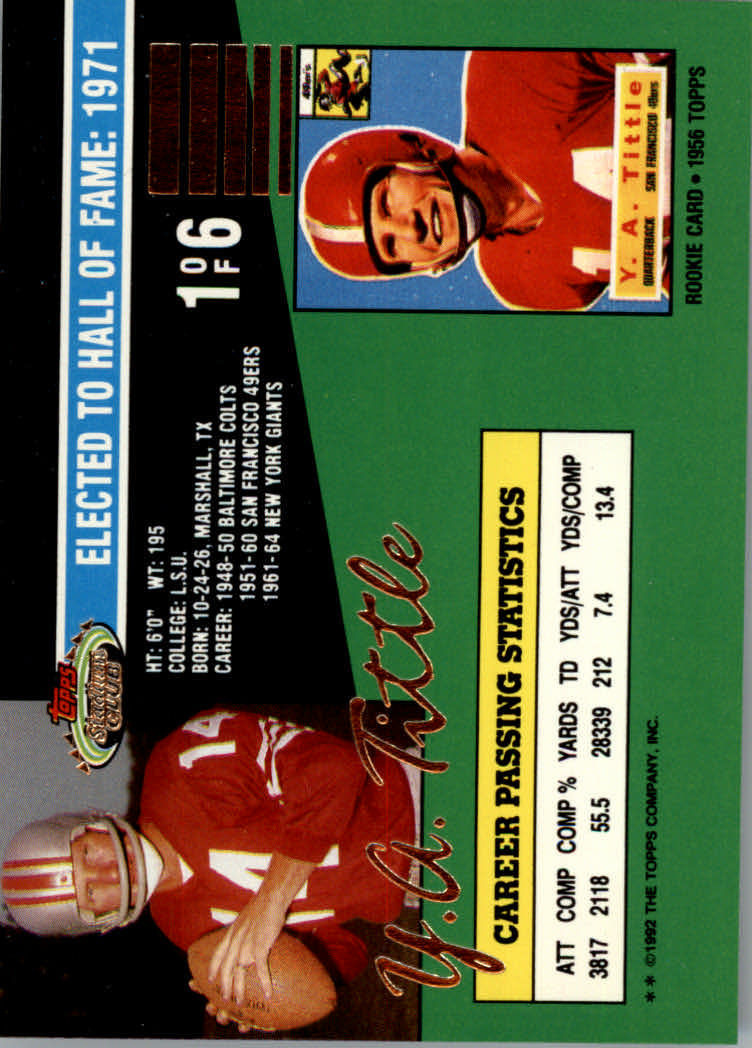 Tarjetas de inserción de ""QB Legends"" de fútbol de estadio club 1992 - Imagen 3 de 13