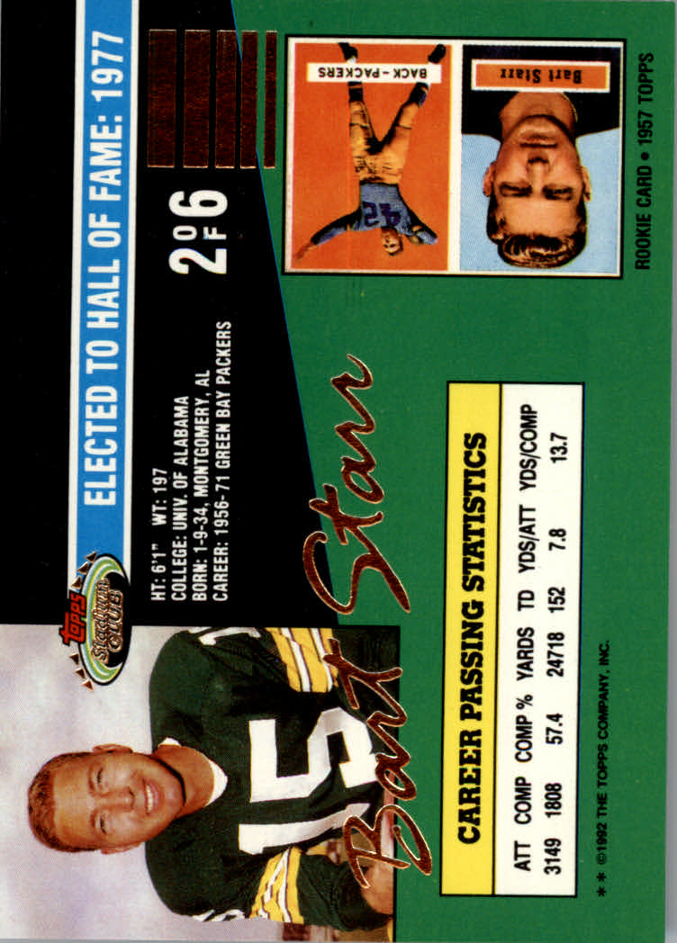 Tarjetas de inserción de ""QB Legends"" de fútbol de estadio club 1992 - Imagen 5 de 13