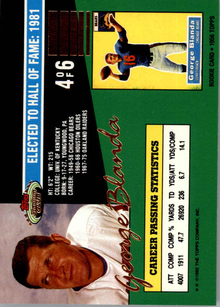 Tarjetas de inserción de ""QB Legends"" de fútbol de estadio club 1992 - Imagen 9 de 13
