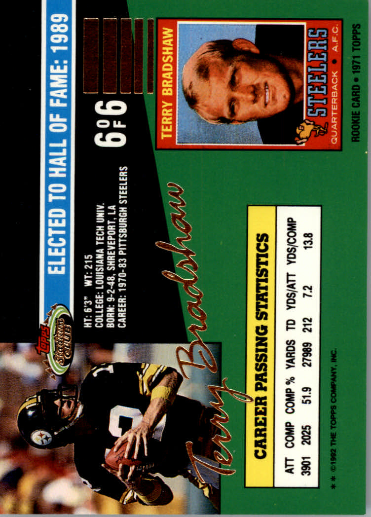 Tarjetas de inserción de ""QB Legends"" de fútbol de estadio club 1992 - Imagen 13 de 13