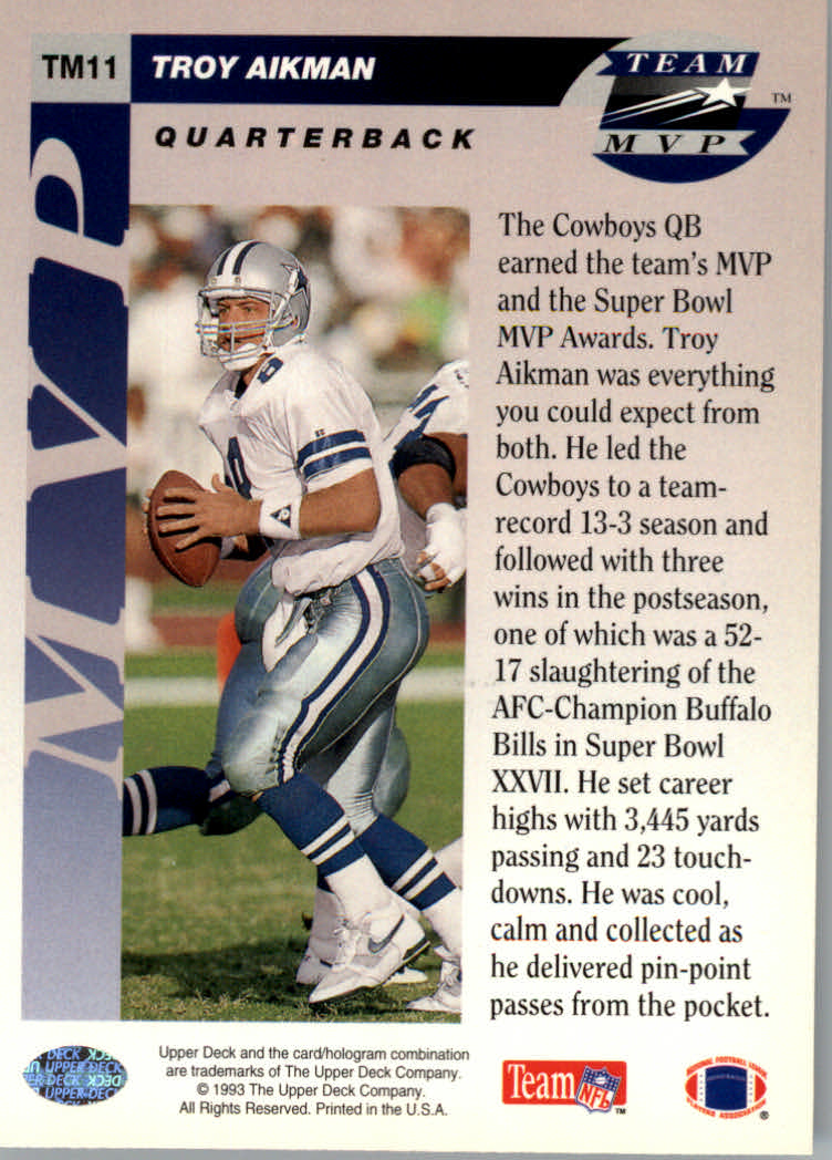1993 Upper Deck Football "Team MVPs" Insert Cards - Picture 15 of 31