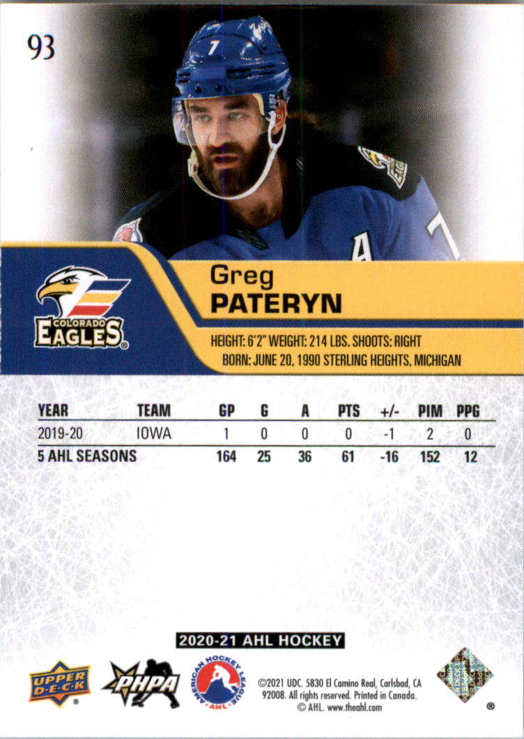 2020-21 Upper Deck AHL Hockey Card Pick - Picture 186 of 500