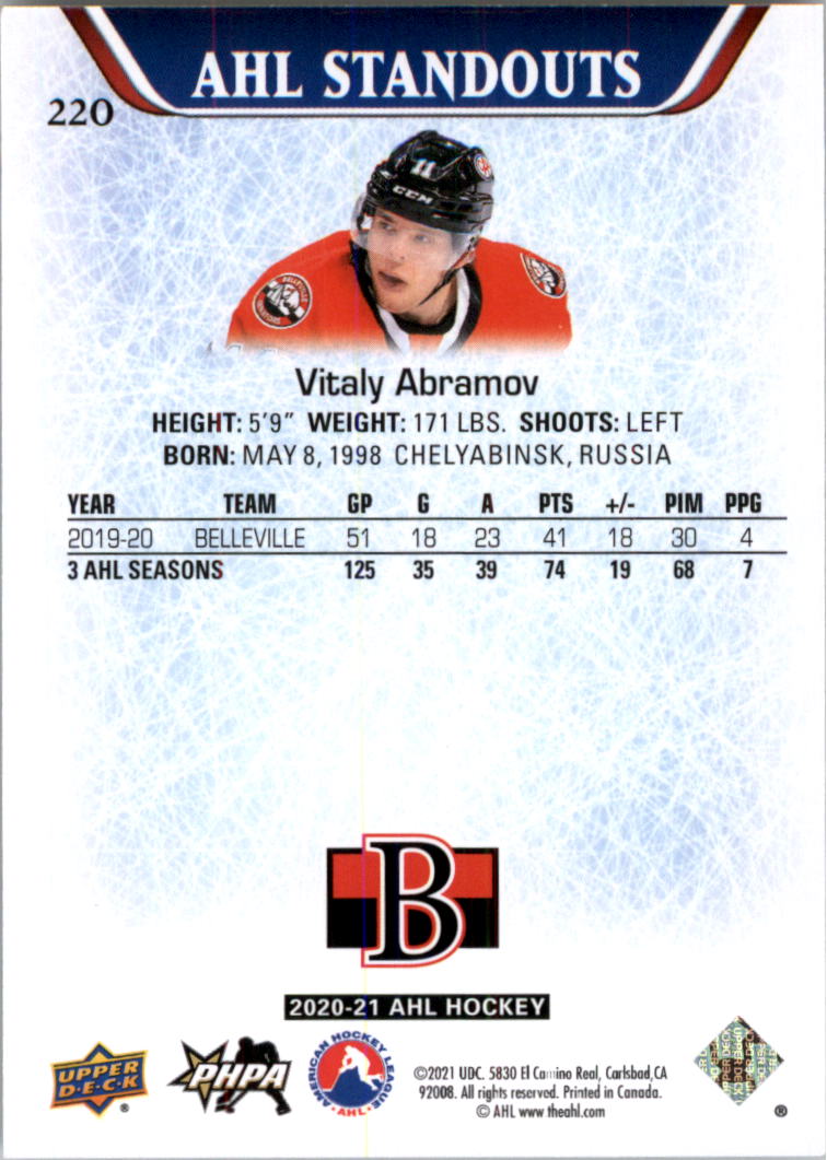 2020-21 Upper Deck AHL Hockey Card Pick - Picture 440 of 500