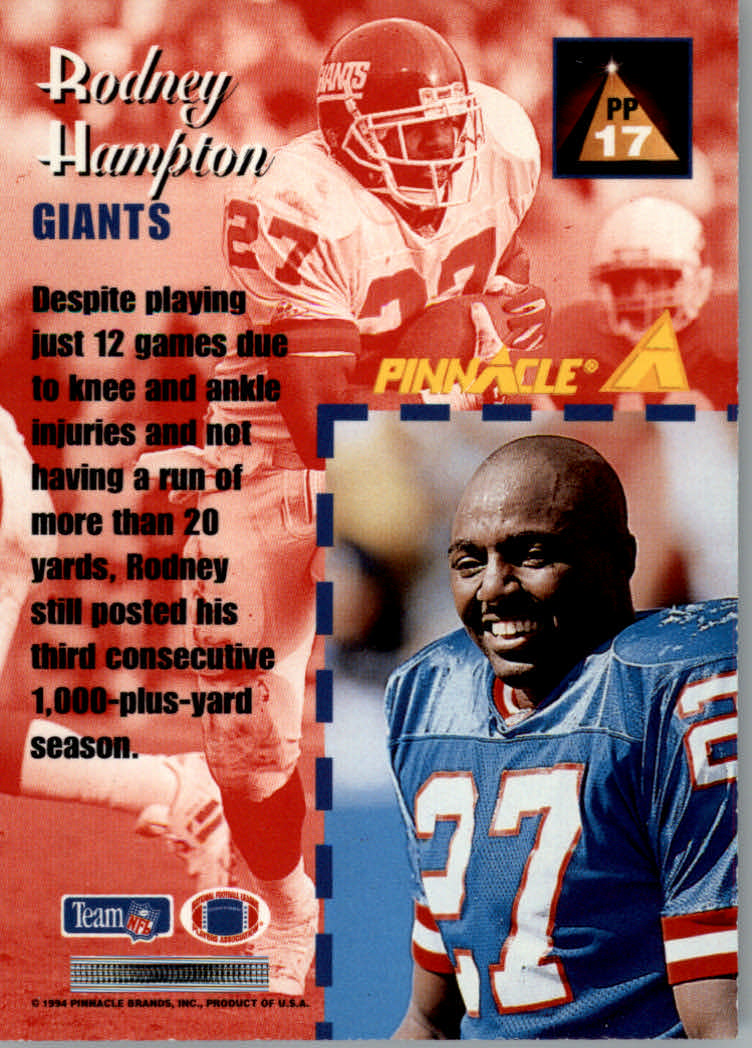 1994 Pinnacle Football "Performers" Insert Cards - Picture 27 of 29