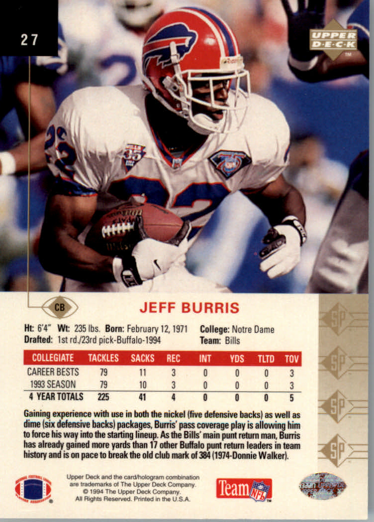 1994 SP (Upper Deck) Football "Main Set" Cards #1 to #200 Rookies and Veterans - Picture 50 of 393