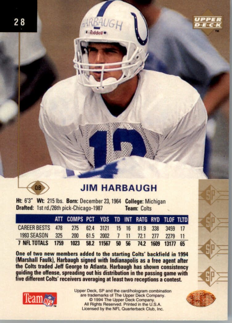 1994 SP (Upper Deck) Football "Main Set" Cards #1 to #200 Rookies and Veterans - Picture 52 of 393