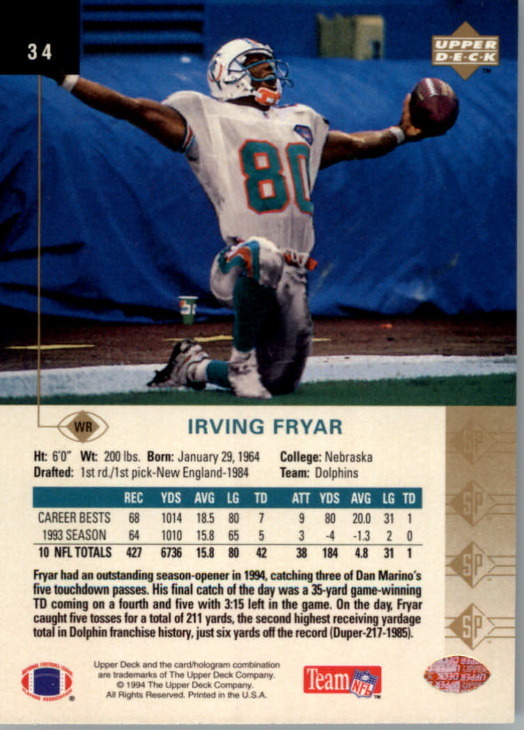 1994 SP (Upper Deck) Football "Main Set" Cards #1 to #200 Rookies and Veterans - Picture 64 of 393