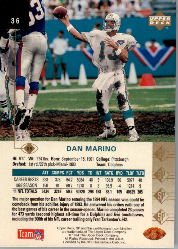 1994 SP (Upper Deck) Football "Main Set" Cards #1 to #200 Rookies and Veterans - Picture 68 of 393