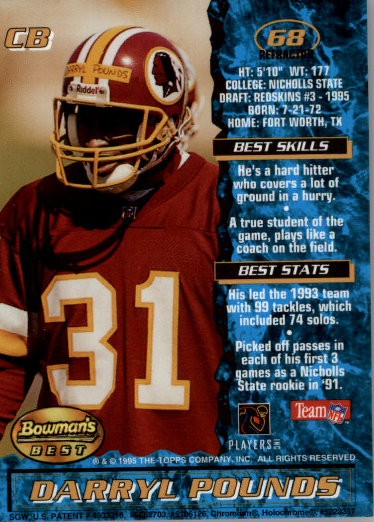 1995 Bowman's Best Football Main Set, Inserts and Refractors Cards - Picture 103 of 111