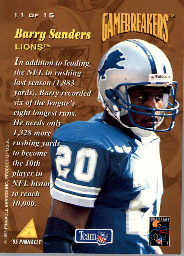 1995 Pinnacle Football "Gamebreakers" Insert Cards - Picture 13 of 19