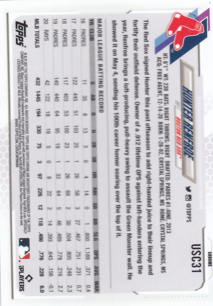 2021 Topps Chrome Update Baseball "Main Set" Cards #USC1 to #USC100V - Picture 39 of 153