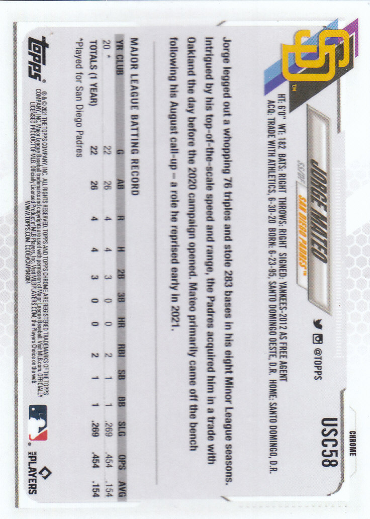 2021 Topps Chrome Update Baseball "Main Set" Cards #USC1 to #USC100V - Picture 81 of 153