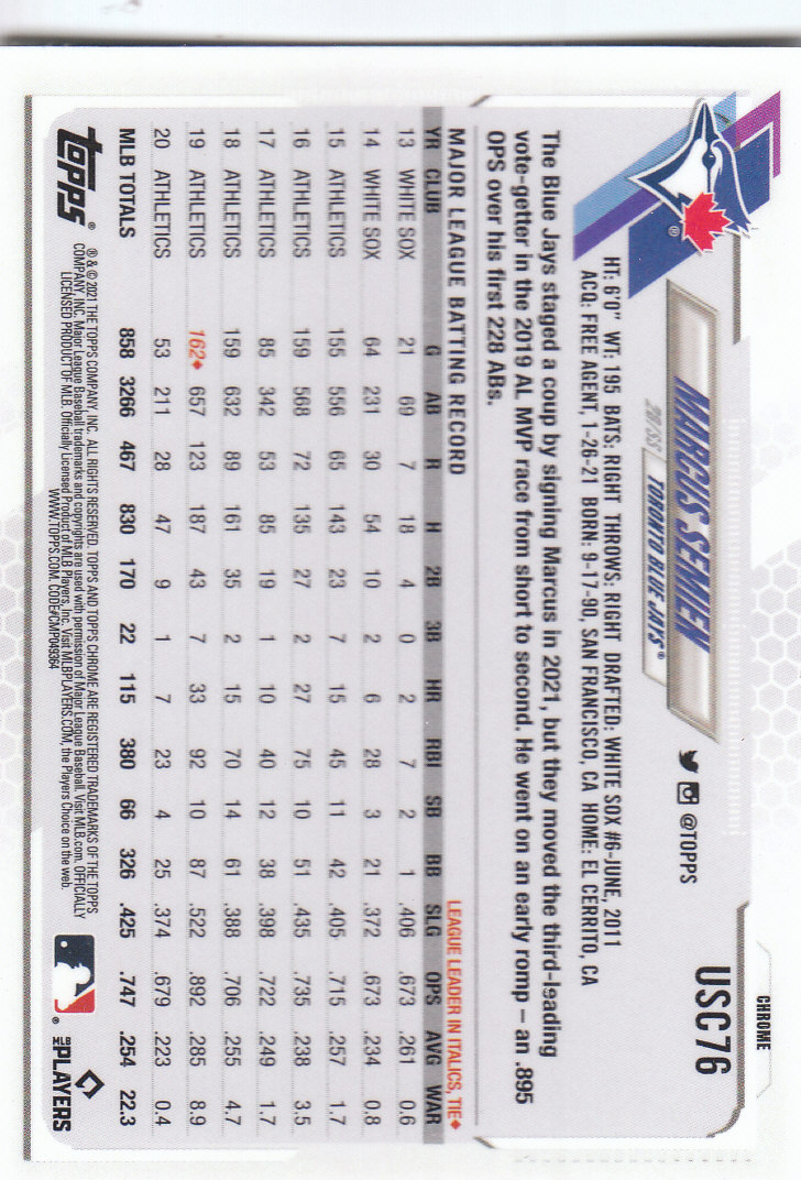 2021 Topps Chrome Update Baseball "Main Set" Cards #USC1 to #USC100V - Picture 115 of 153