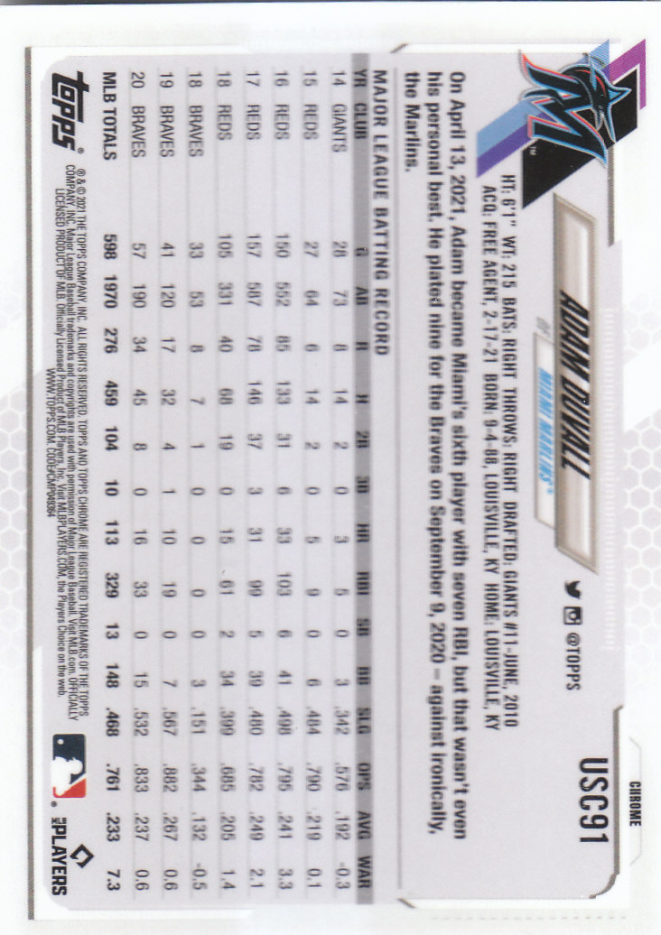 2021 Topps Chrome Update Baseball "Main Set" Cards #USC1 to #USC100V - Picture 141 of 153