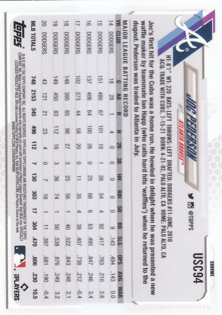 2021 Topps Chrome Update Baseball "Main Set" Cards #USC1 to #USC100V - Picture 147 of 153