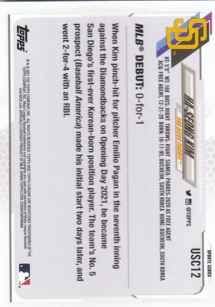 2021 Topps Chrome Update Baseball "Main Set" Cards #USC1 to #USC100V - Picture 17 of 153