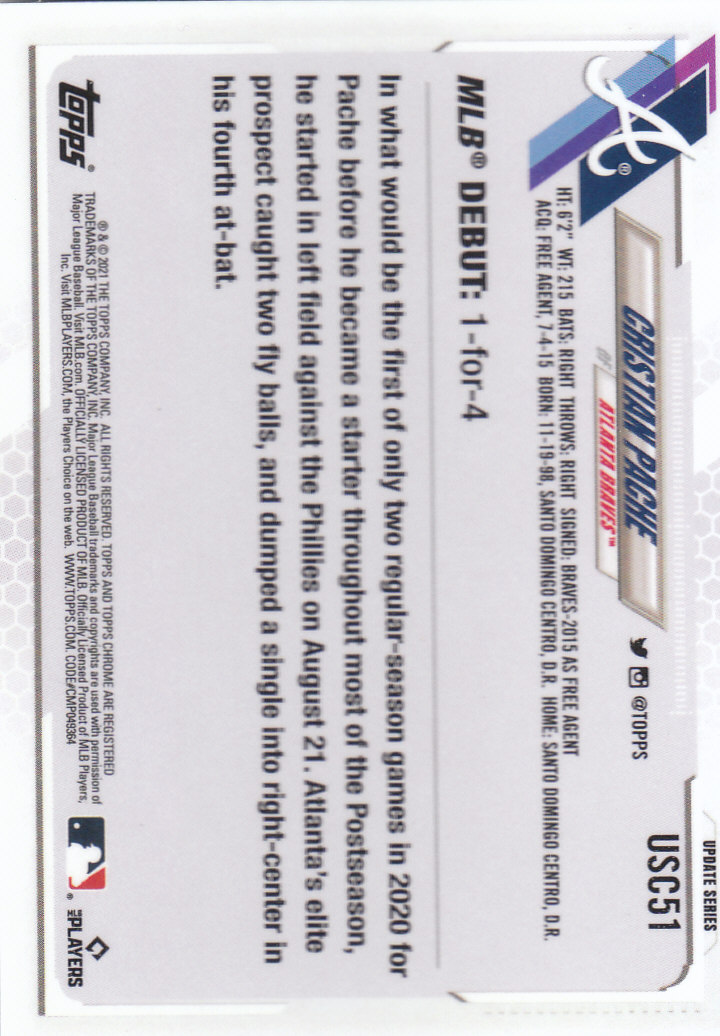 2021 Topps Chrome Update Baseball "Main Set" Cards #USC1 to #USC100V - Picture 71 of 153