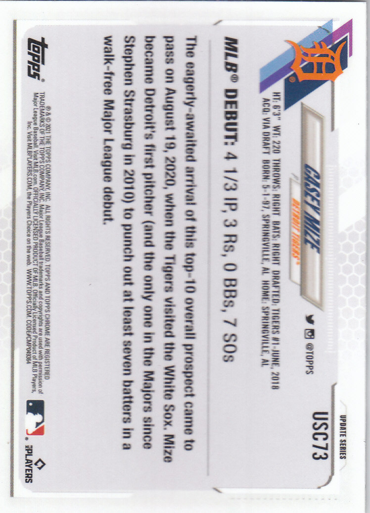 2021 Topps Chrome Update Baseball "Main Set" Cards #USC1 to #USC100V - Picture 109 of 153