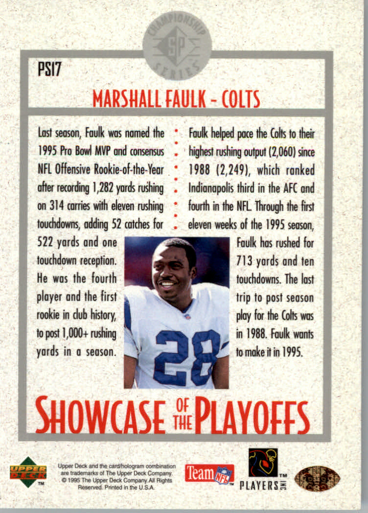 1995 SP Championship Football "Playoff Showcase" Inserto e Inserto Paralela Tarjeta - Imagen 11 de 18