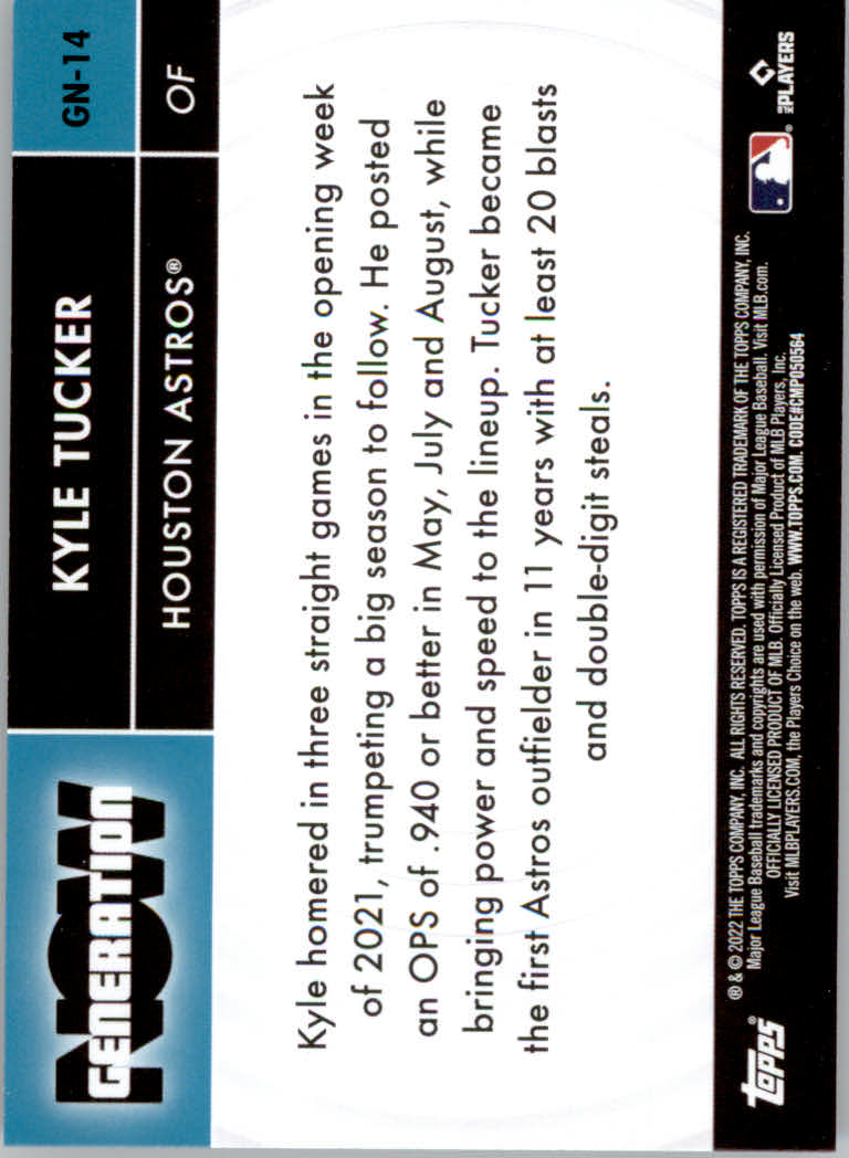 Tarjetas insertadas y paralelas de béisbol Topps 2022 "Generation Now" - Imagen 7 de 17