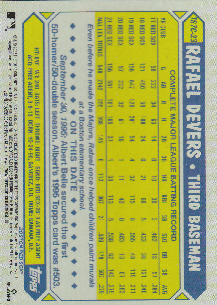 Tarjetas insertadas 2022 Topps Baseball "'87 Topps Silver Pack Chrome" - Imagen 17 de 45